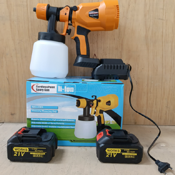 Portable 21V Cordless Spray Gun with 2 Batteries - Sokokubwa