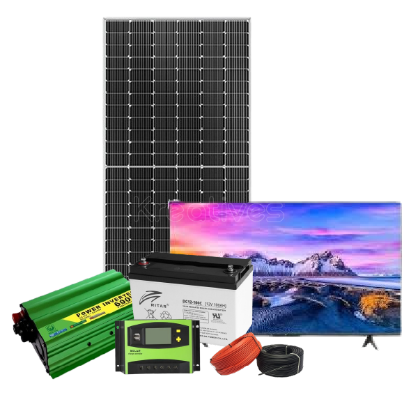 600W Off Grid Solar TV 32 Inch System Kit - Sokokubwa