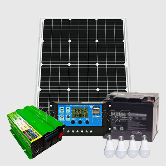 50W Solar Kit with 50Ah Battery, 150W Inverter, 10A Controller & 4 Bulbs - Sokokubwa