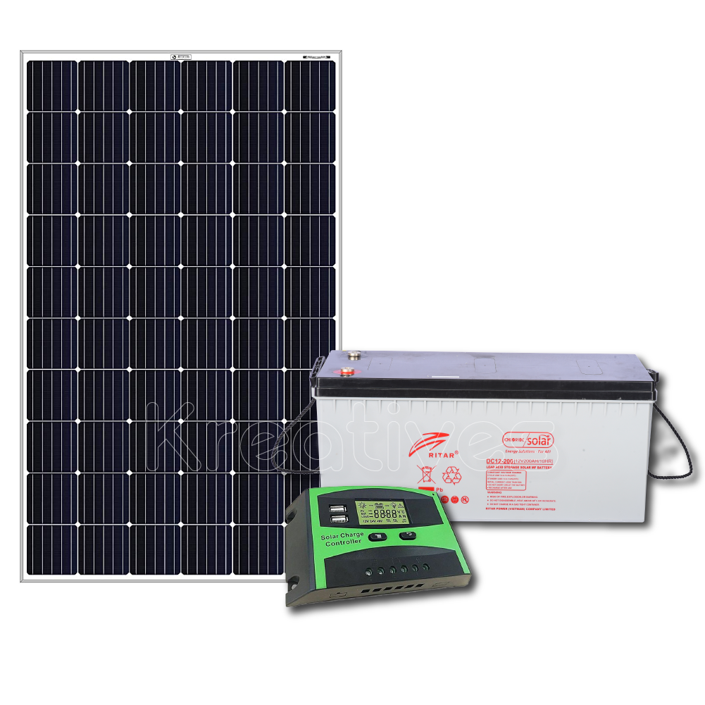 200W + 200Ah Solar Complete Kit with Charge Controller - Sokokubwa
