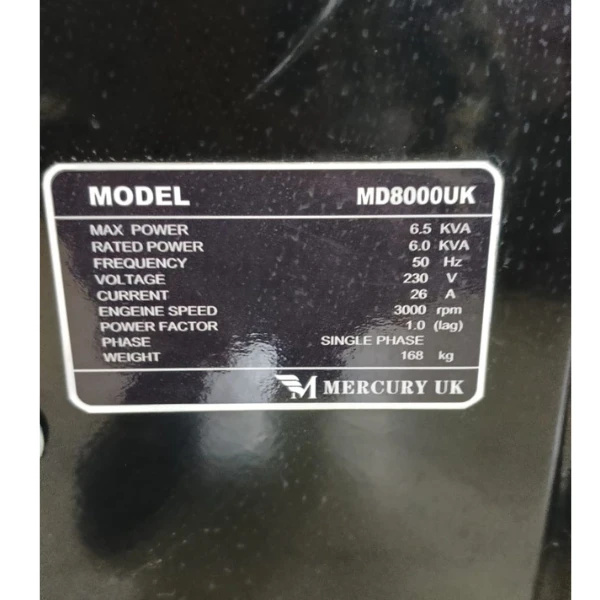 Mercury UK 6.5KVA Water Cooled Super Silent Diesel Generator with ATS - Sokokubwa