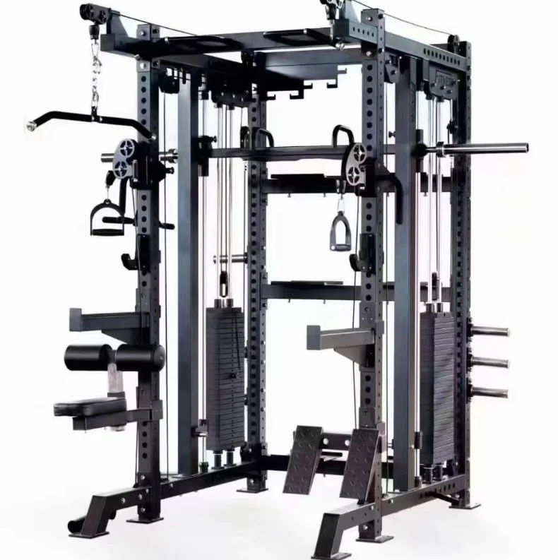 Multi Functional Smith Machine Commercial Fitness Gym Equipment Squat Rack Power Cage With Steel Weight Stack