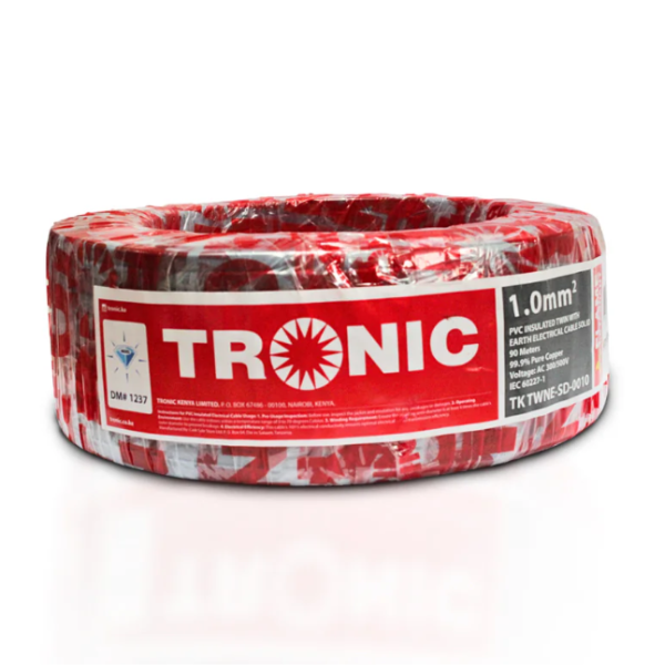 Tronic 1.0mm 90M Twin with Earth Solid Cable - Sokokubwa