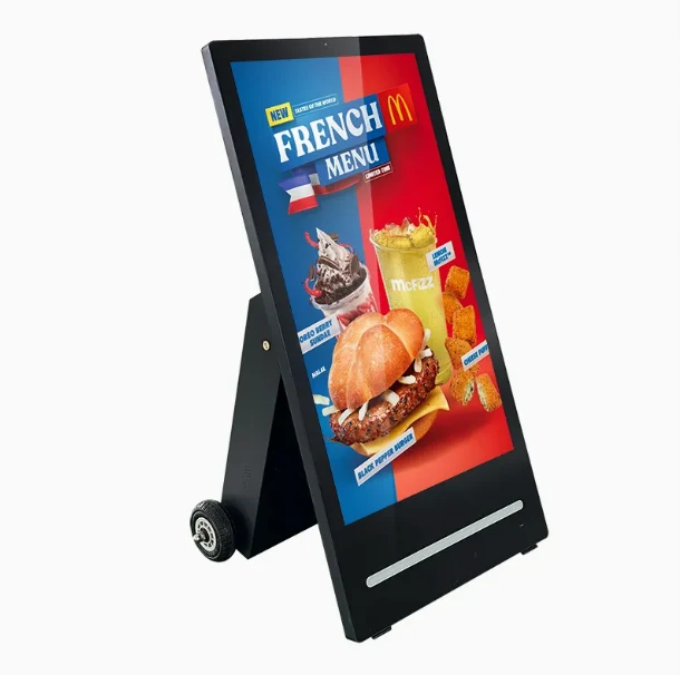 Portable Outdoor Digital Signage – 55" LCD Screen With Battery & Wheels