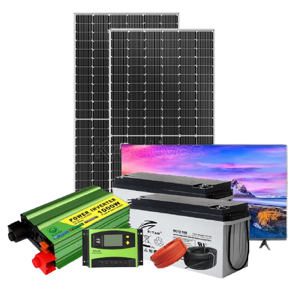 1000W Off Grid Solar TV 32 Inch System Kit - Sokokubwa
