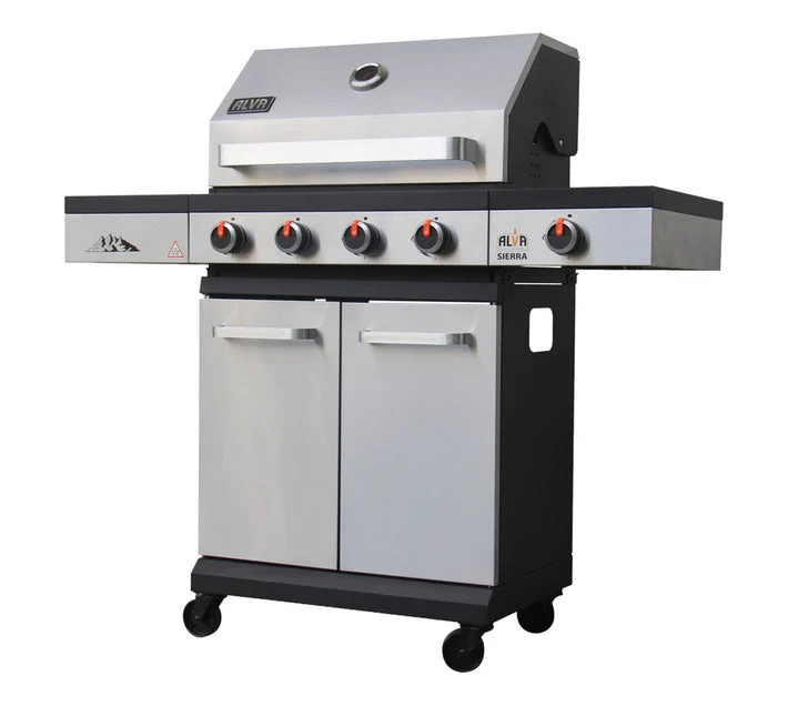 Alva Sierra 4-Burner BBQ With Side Burner – Stainless Steel / Black