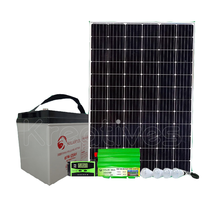 300W Solar Kit with 200Ah Battery, 1000W Inverter, 30A Controller & 4 Bulbs - Sokokubwa