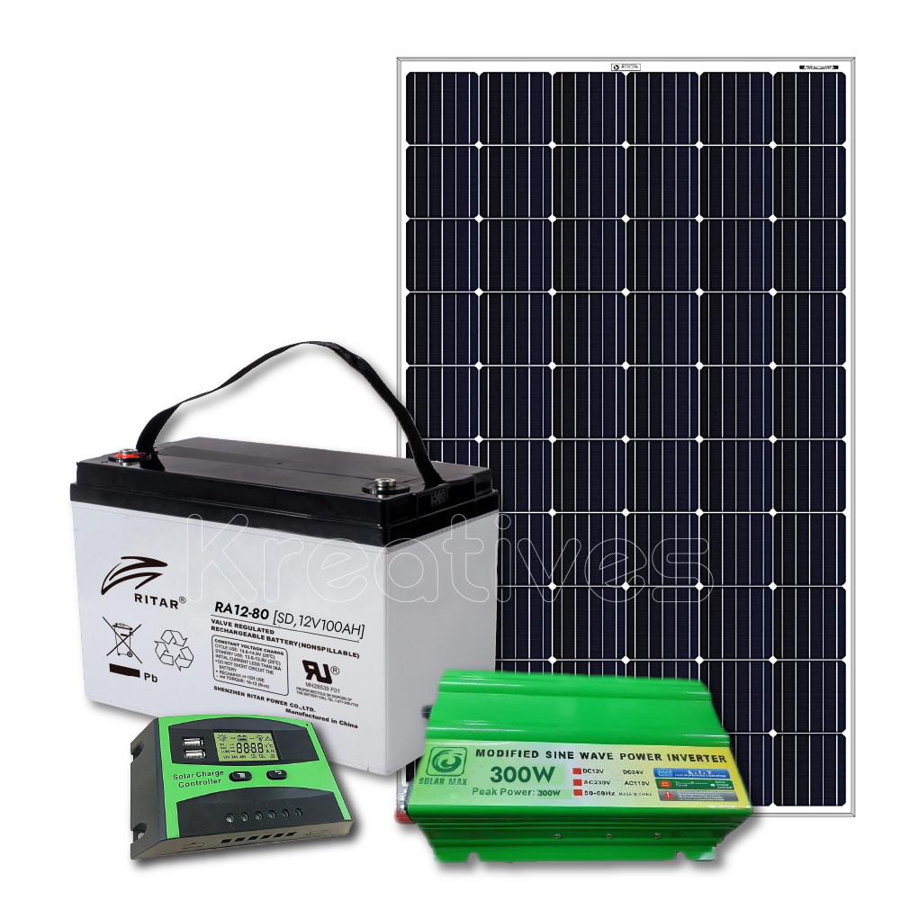 100W Complete Solar Kit with 100Ah Battery - Sokokubwa